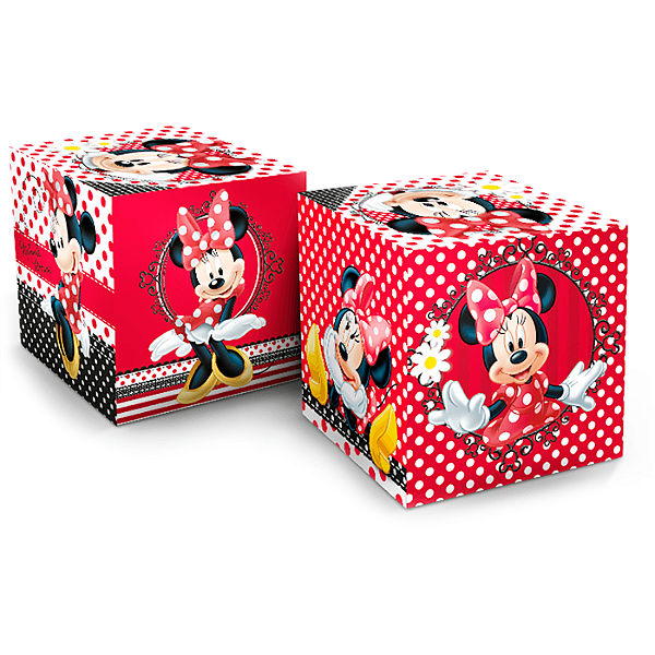Cubo Decorativo Festa Minnie - 03 unidades - Disney Original - Festas