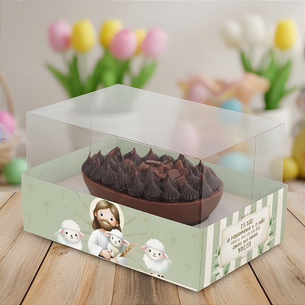 Caixa para Meio Ovo de 100g a 150g - Ressurreição - 14x11x6cm - 6 unidades - Cromus - Rizzo