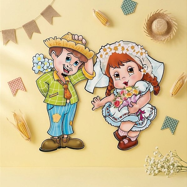 Enfeite Decorativo de Festa Junina - Noivinho E Noivinha - 30cm - 2 unidades - Festa Maluca - Rizzo