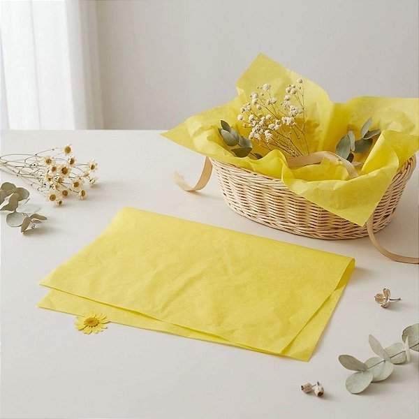 Papel de Seda - 70x50cm - Amarelo Canário - 100 unidades - Rizzo