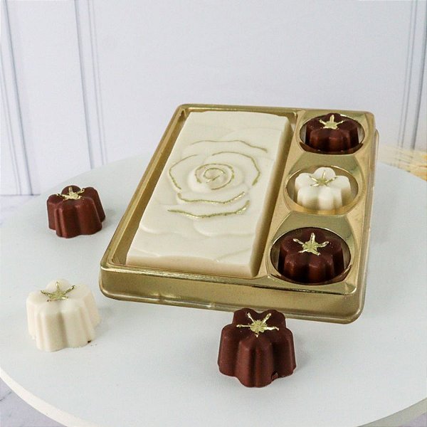 Caixa para Tablete e 3 Bombons - Dourado - Ref.14300 - 10 unidades - BWB - Rizzo