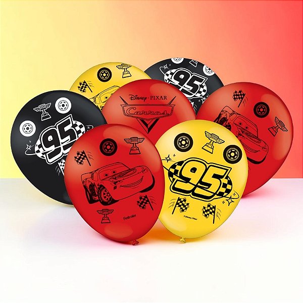 Balão de Festa Decorado 9" 23cm - Carros - Disney Original - 25 unidades - FestColor - Rizzo