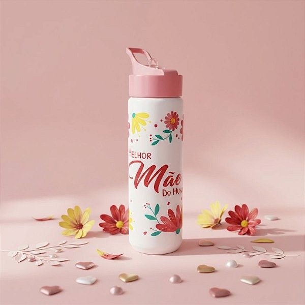 Garrafa Squeeze Body Flip - Melhor Mãe - Branco - 700mL  - 1 unidade - Rizzo