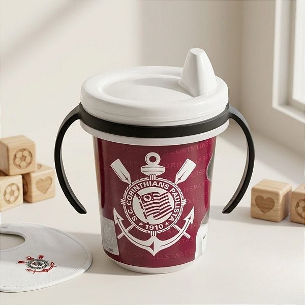 Copo Baby com Tampa - Corinthians 330mL - 1 unidade - Plasútil - Rizzo