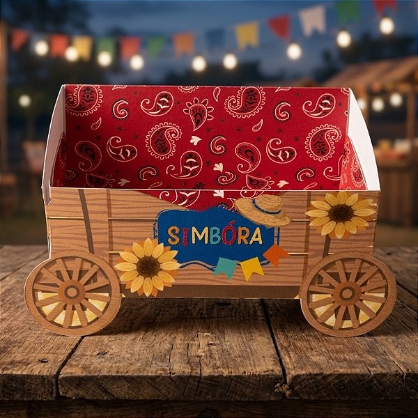 Cachepot Carroça Festa Junina - Passeio na Roça - 5x9x13cm - 8 unidades - Cromus - Rizzo