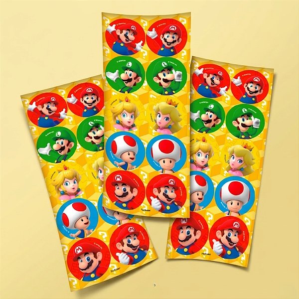 Adesivo Redondo - Super Mario - 30 unidades - FestColor - Rizzo