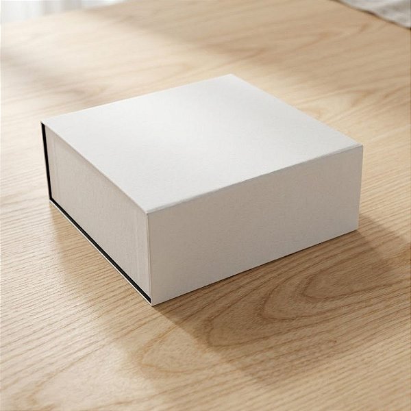 Caixa de Papel Rígido Quadrada com Imã - Branco - P 20x20x10cm - 1 unidade - Cromus - Rizzo