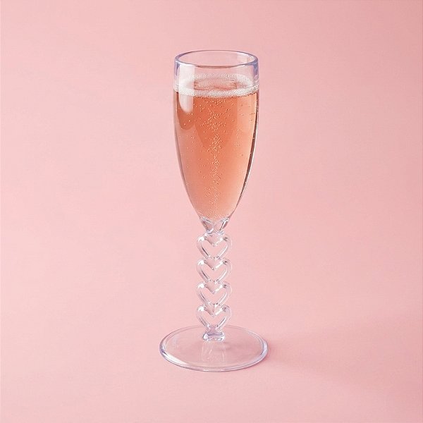 Taça Champanhe em Acrílico - Paixão - Transparente Cristal - 20cm - 50ml - 1 unidade - Rizzo