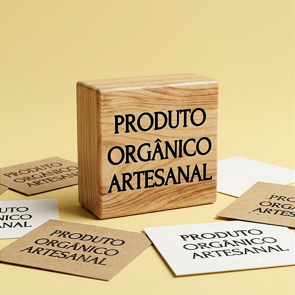 Carimbo Artesanal Produto Organico - P - 4,8x2,5cm - Rizzo