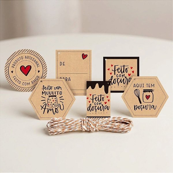 Kit Fechamento Kraft Doçura - 9cm - 13 unidades
