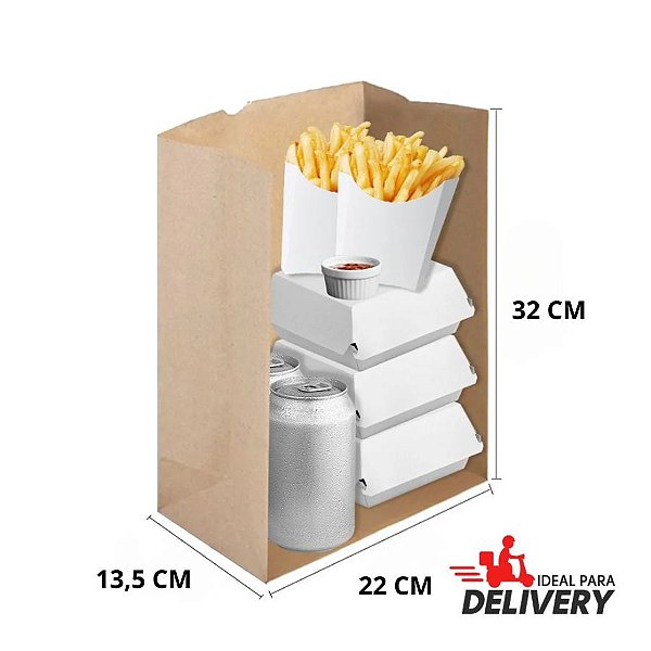 Saco Delivery Kraft - 32x20x34cm - 10 unidades - Ref 5539 - WMA