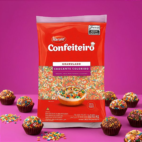 Granulado Crocante e Forneável - Colorido - Confeiteiro - 1,01kg  - 1 unidade - Harald - Rizzo