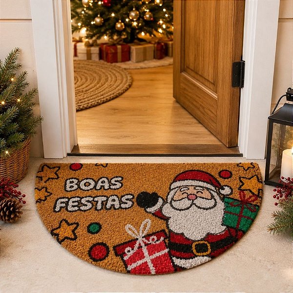 Capacho de Fibra - Boas Festas - 60cm - 1 unidade - Rizzo
