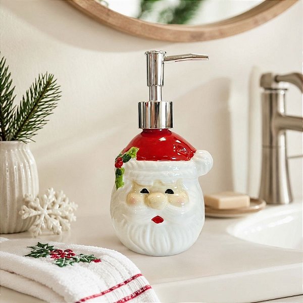 Porta Sabonete Líquido de Natal - Cabeça do Papai Noel - 17cm - 1 unidade - Rizzo