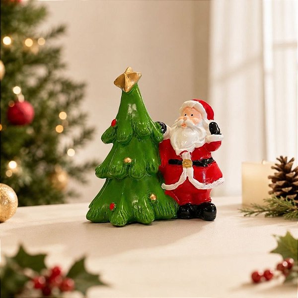 Enfeite Decorativo de Natal em Resina - Papai Noel - Direita - 8cm  - 1 unidade - Rizzo