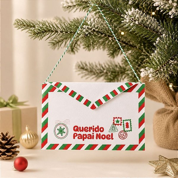 Envelope em Feltro de Natal - Querido Papai Noel Branco - 25,5cm - 1 unidade - Rizzo