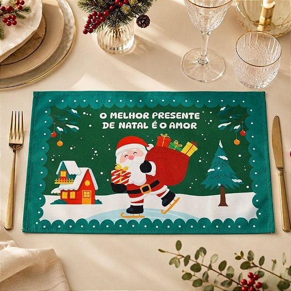 Jogo Americano de Natal - O Melhor Presente de Natal é Amor - 45x30cm - 1 unidade - Rizzo