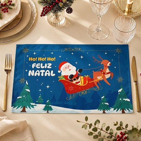 Jogo Americano de Natal - Hohoho Feliz Natal - 45x30cm - 1 unidade - Rizzo