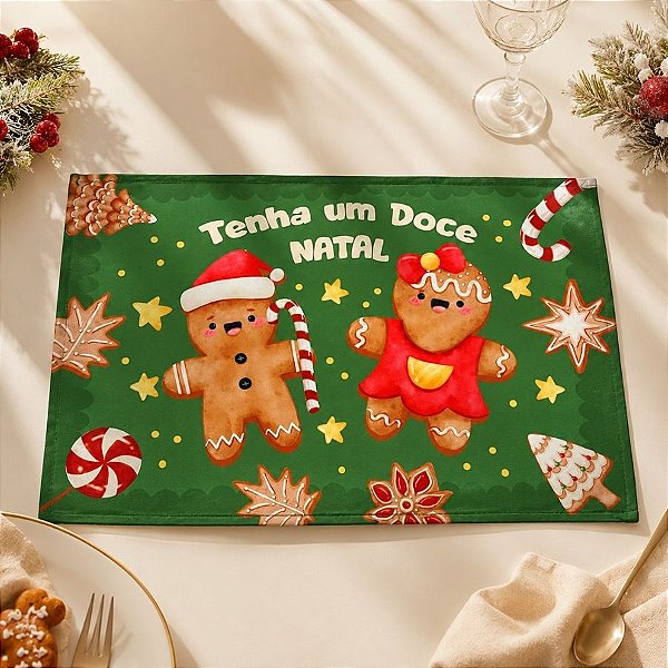 Jogo Americano de Natal - Verde - 45x30cm - 1 unidade - Rizzo
