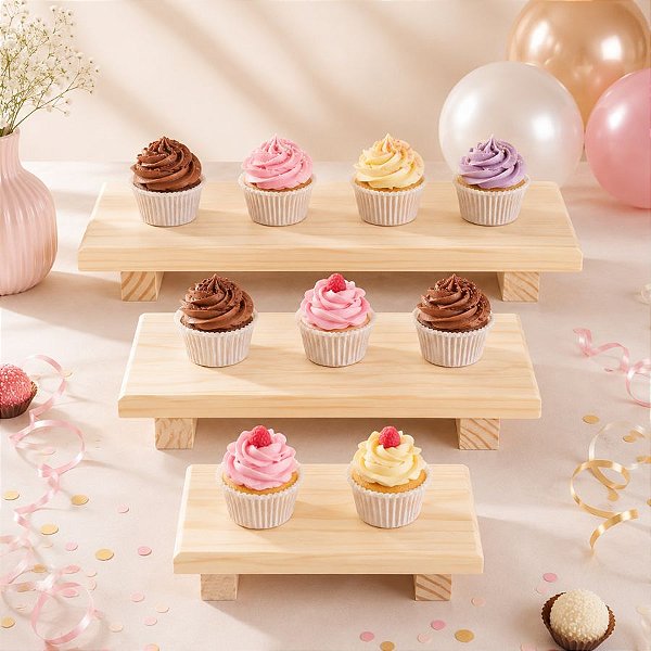 Kit Bandejas para Doces em Madeira Pinus - 25x12cm - 1 unidade - Rizzo