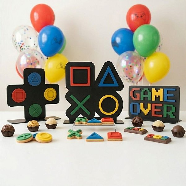 Kit Display Decorativo de Video Game em Madeira - 30x25cm - 1 unidade - Rizzo