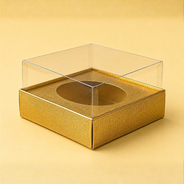 Caixa para Meio Ovo de 100g - 11x12x7cm - Ouro Texturizado - 5 unidades - ASSK - Rizzo
