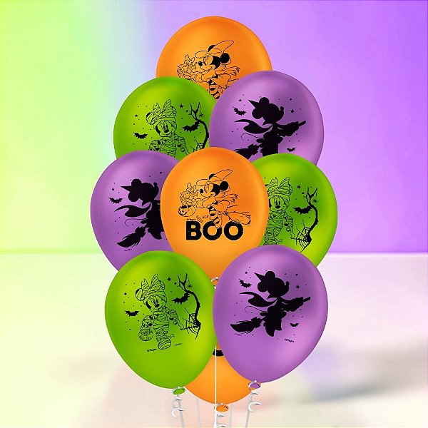 Balão de Festa Decorado 9" 23cm - Minnie Halloween - Disney Original - 25 unidades - Regina - Rizzo