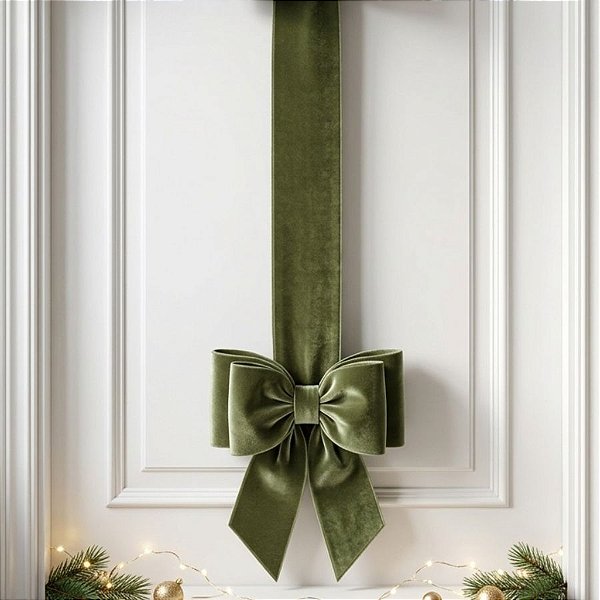 Escapulário de Porta Decorativo com Laço de Veludo Verde - 205cm - 1 unidade - Rizzo