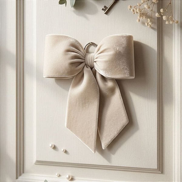Laço de Veludo Branco - 20cm - 1 unidade - Rizzo
