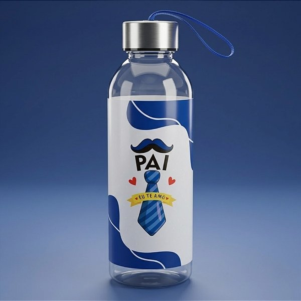 Garrafa Transparente com Alça - Pai Eu Te Amo - 550ml - 1 unidade - Rizzo