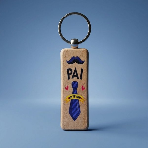 Chaveiro de Madeira - Pai Eu Te Amo - 2,5x11cm - 1 unidade - Rizzo