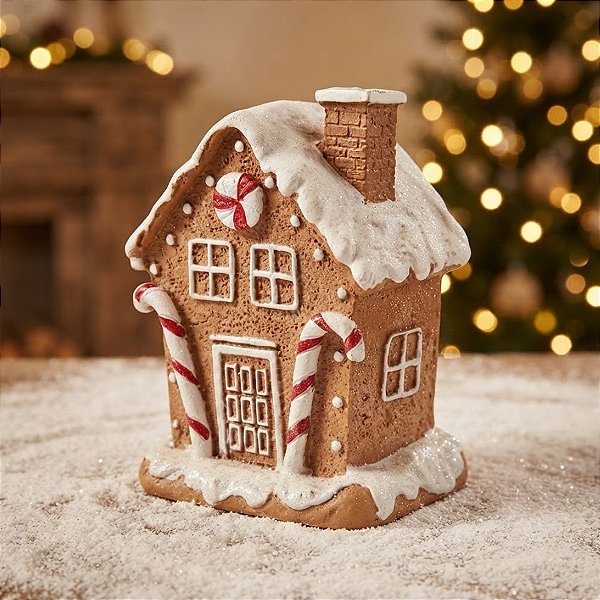 Enfeite De Natal em Resina - Casa Ginger - 14,5x8,5x10cm - 1 unidade - Cromus - Rizzo