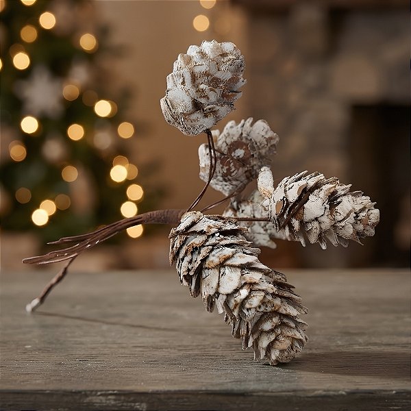 Pick Decorativo de Natal - Pinha Nevada - 11cm - 1 unidade - Cromus - Rizzo