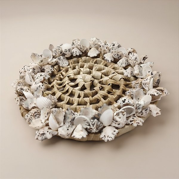Porta Jarra de Fibra Natural com Conchas - 16x2,5cm - 1 unidade - Cromus - Rizzo
