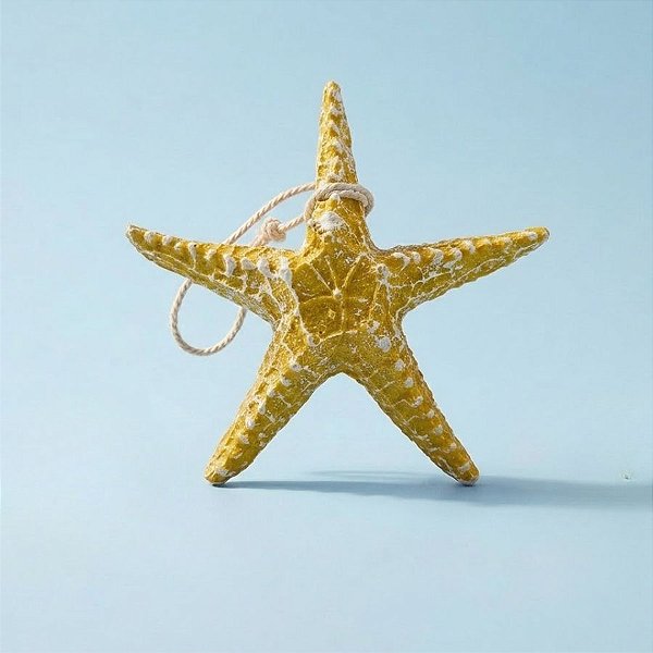 Enfeite Decorativo Para Pendurar em Resina - Estrela do Mar - Amarelo - 13cm - 1 unidade - Rizzo