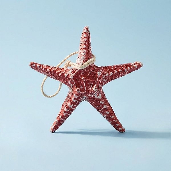 Enfeite Decorativo Para Pendurar em Resina - Estrela do Mar - Vermelho - 13cm - 1 unidade - Rizzo
