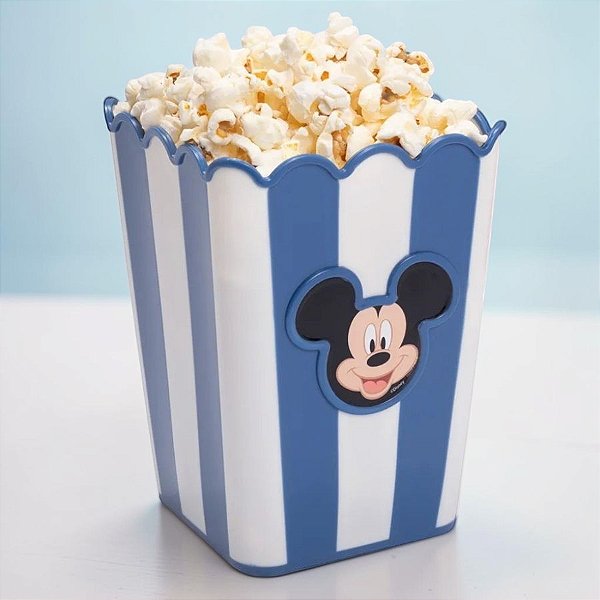 Kit 10 Baldes de Pipoca - Mickey Azul e Branco - 1,46l - Disney Original  - 1 unidade - Plasútil - Rizzo