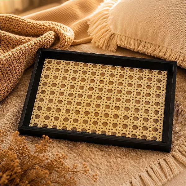 Bandeja Decorativa Organizadora - Trançado Ornamental - Preto - 26x38cm - 1 unidade - Rizzo