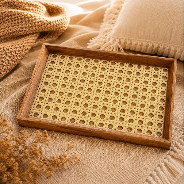 Bandeja Decorativa Organizadora - Trançado Ornamental - Marrom - 12x22cm - 1 unidade - Rizzo