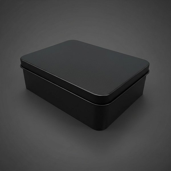 Lata de Metal Retangular - Preto - 12x9x4cm  - 1 unidade - Rizzo