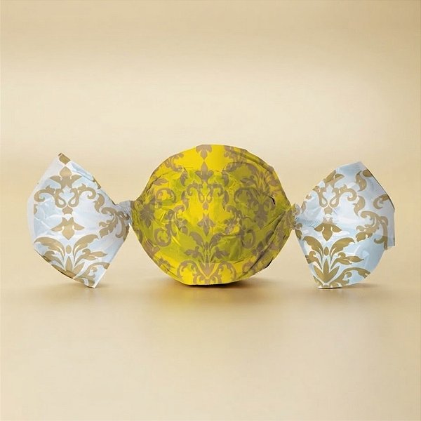 Papel Trufa 14,5x15,5cm - Arabesco Ouro e Amarelo - 100 unidades - Cromus - Rizzo