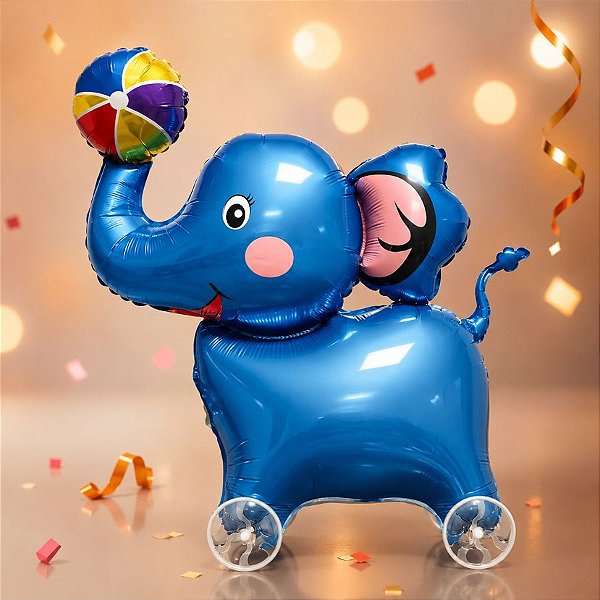 Balão Pet com Rodinha - Elefante Azul - 1 unidade - Rizzo
