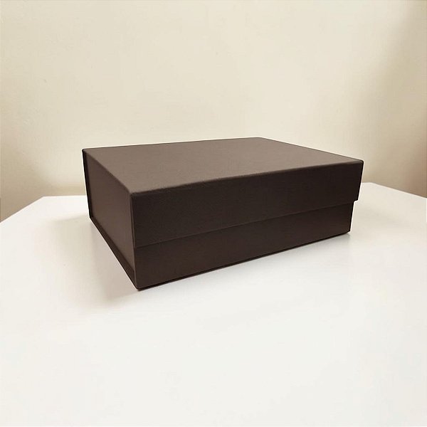 Caixa de Papel Rígido Retangular com Imã - Oxford Marrom - P 24,5x17,5x8cm - 10 unidades - Cromus - Rizzo