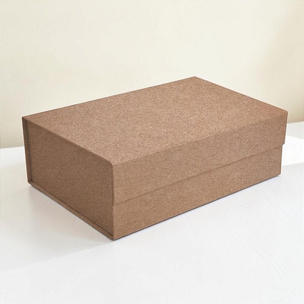 Caixa de Papel Rígido Retangular com Imã - Kraft - P 24,5x17,5x8cm - 10 unidades - Cromus - Rizzo
