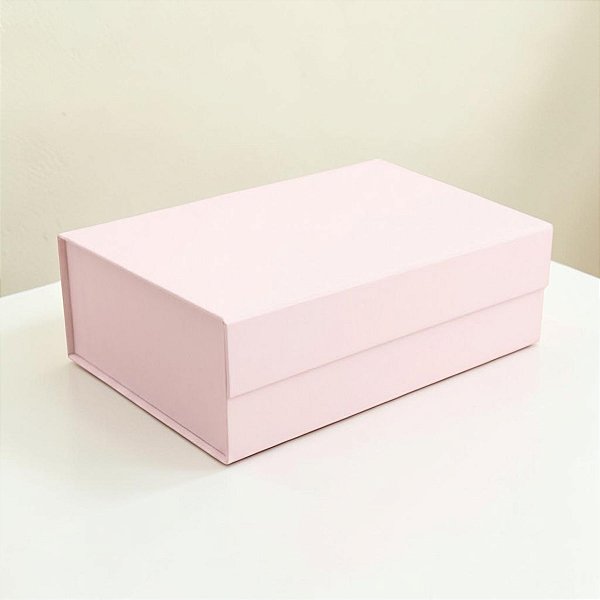 Caixa de Papel Rígido Retangular com Imã - Rosa Bebê - P 24,5x17,5x8cm - 10 unidades - Cromus - Rizzo