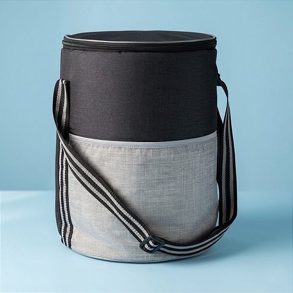 Bolsa Térmica Redonda 26L - Cinza e Preto - 34x27cm - 1 unidade - Rizzo