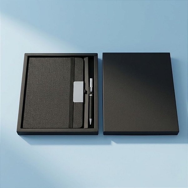Kit Caderno e Caneta - Preto - 22x19,5cm - 1 unidade - Rizzo