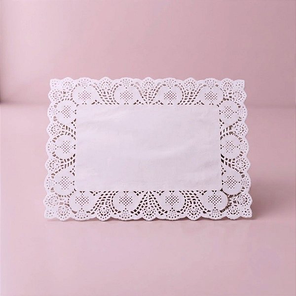 Toalha Rendada De Papel Retângular - Branco - 20x30cm - 50 unidades - Rizzo
