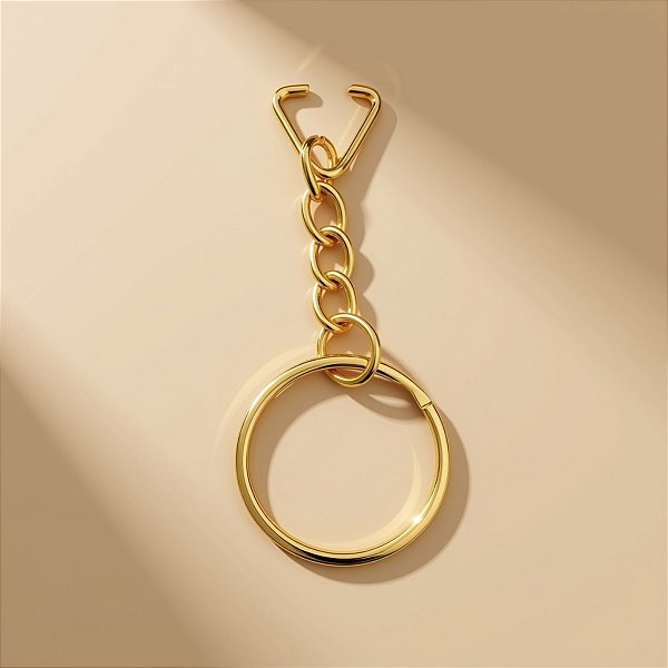 Argola para Chaveiro com Corrente - Dourado - 4,5cm - 10 unidades - Rizzo