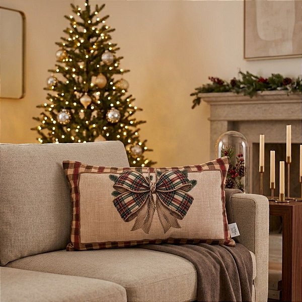 Almofada de Natal - Guirlanda Quadriculada - 28x48cm - 1 unidade - Rizzo